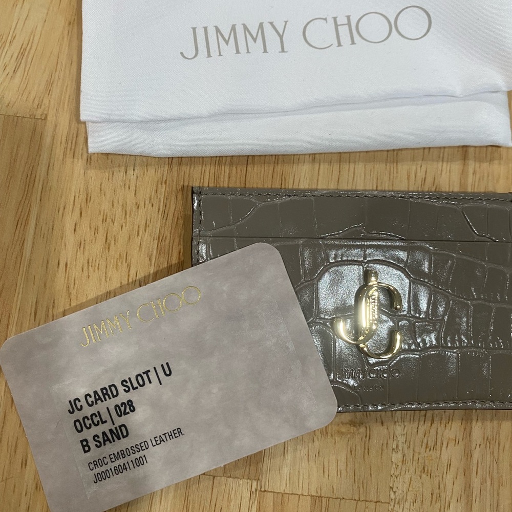 Jimmy Choo grey Cros embossed card slot BNWOT - Picture 3 of 8